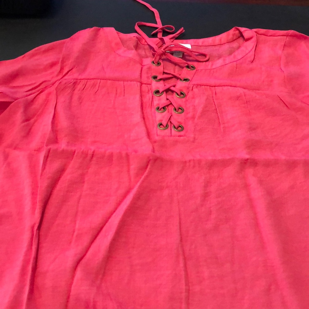 Pink boho top w/grommets NEW Sz XL